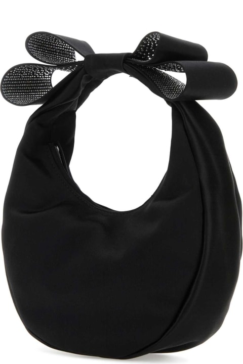 Mach & Mach Totes for Women Mach & Mach Black Satin Small Cadeau Handbag