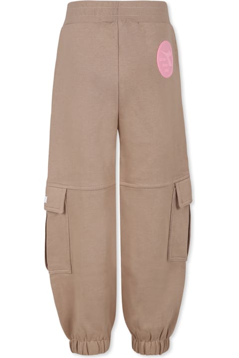 Bottoms for Girls Diadora Beige Trousers For Girl With Logo