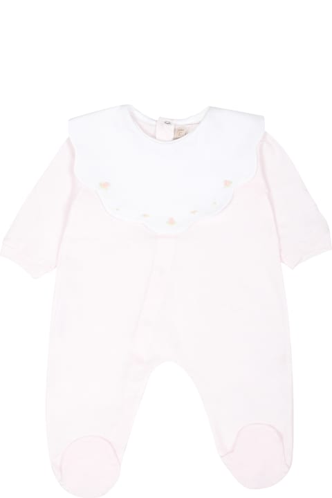 Bodysuits & Sets for Baby Girls La stupenderia Pink Babygrow For Baby Girl With Flowers