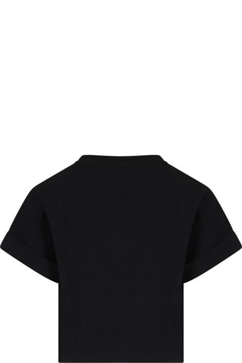 Moschino T-Shirts & Polo Shirts for Girls Moschino Black Crop T-shirt For Girl With Teddy Bears And Logo