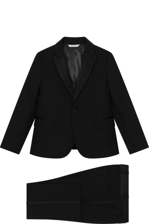 Single-breasted Tuxedo Suit In Stretch Wool Canvas