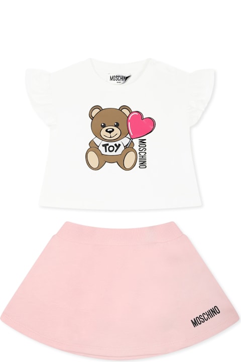 Homeware Moschino Multicolor Suit For Baby Gir With Teddy Bear