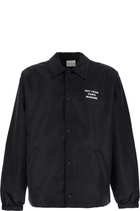 Drôle de Monsieur Coats & Jackets for Men Drôle de Monsieur Black Jacket With Logo In Techno Fabric Man