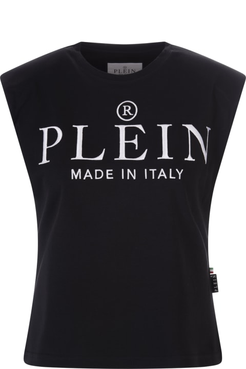 Woman Black Tank Top With Contrast Logo