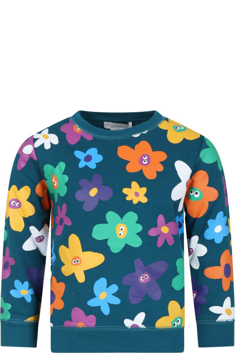 Stella McCartney Kids Stella McCartney Kids Green Sweatshirt For Girl With Flowers