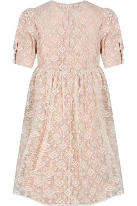 Gucci for Girls Gucci Pink Dress For Girl With G Quadro Motif