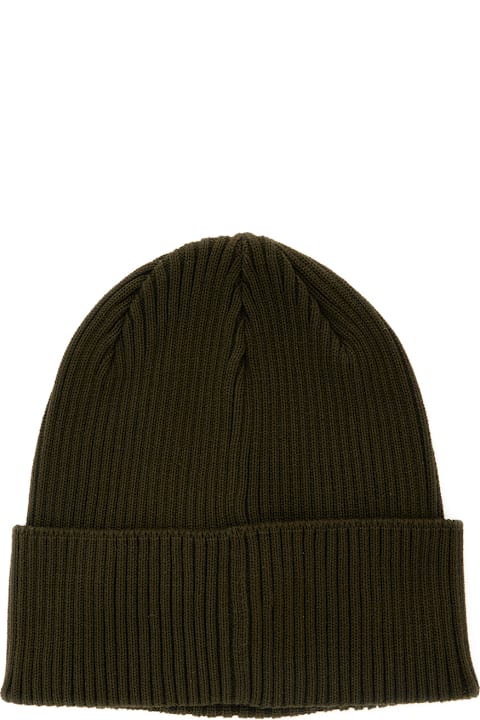 Fashion for Women C.P. Company Green Goggle Beanie With Turn-up Brim In Cotton Man