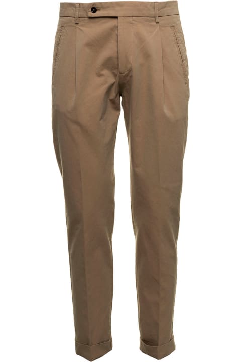 Berwich Man's Beige Cotton Tailored Pants