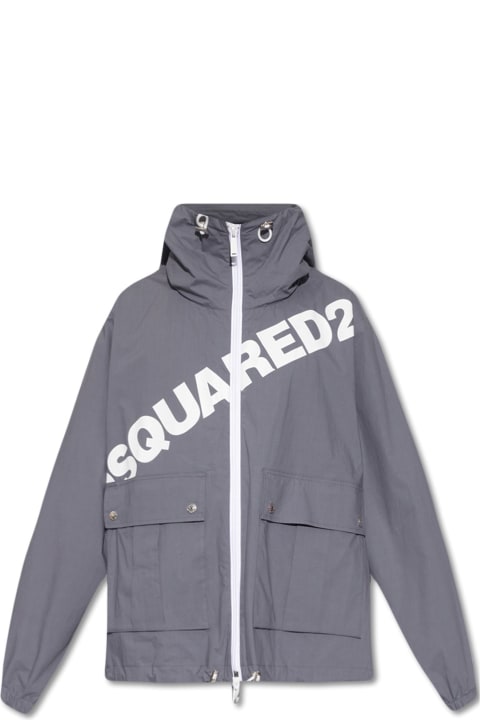 Dsquared2 Coats & Jackets for Men Dsquared2 Logo Hooded Windbreaker