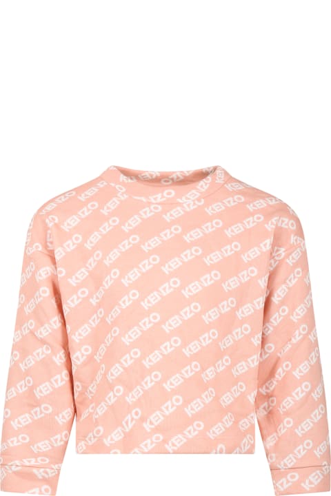 Kenzo Kids Kenzo Kids Pink Sweatshirt For Girl With Logo