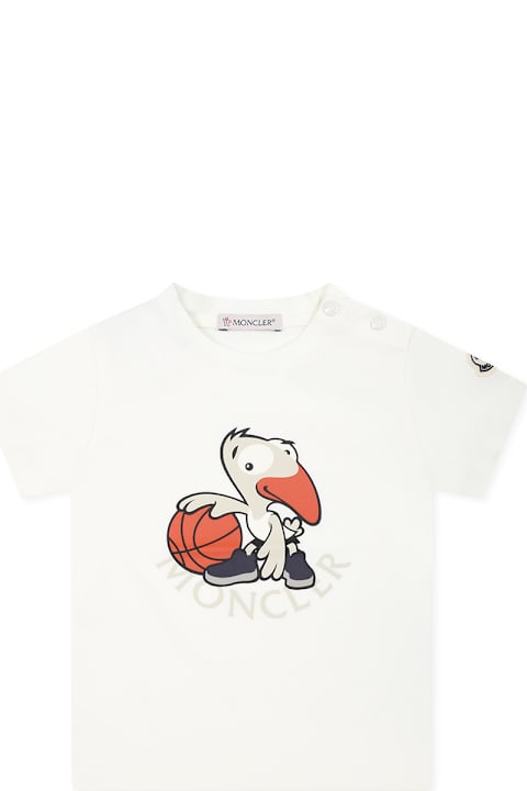 أدوات منزلية Moncler White T-shirt For Baby Boy With Logo