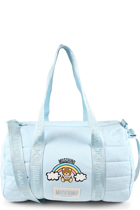 Moschino for Baby Girls Moschino Light Blue Mum Bag For Baby Boy With Teddyt Bear And Rainbow