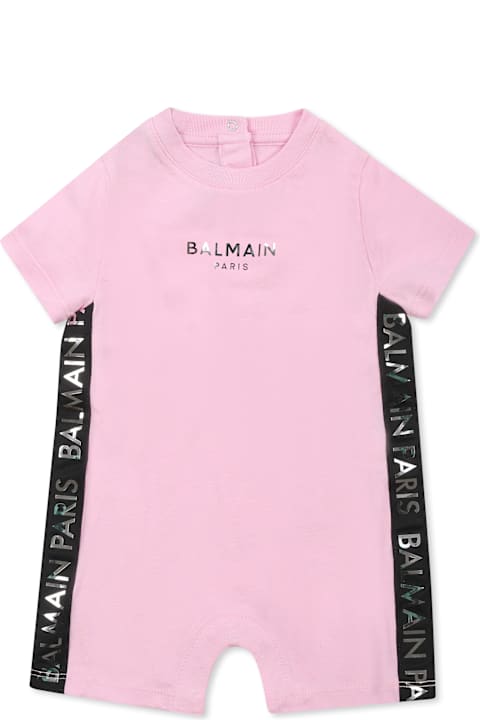 Balmain لـ Kids Balmain Pink Romper Set For Baby Girl With Logo