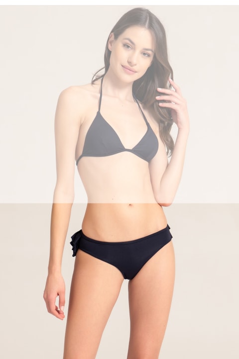 Marion Zimet Low-waist Bikini Bottom In Microfiber, With Flounces