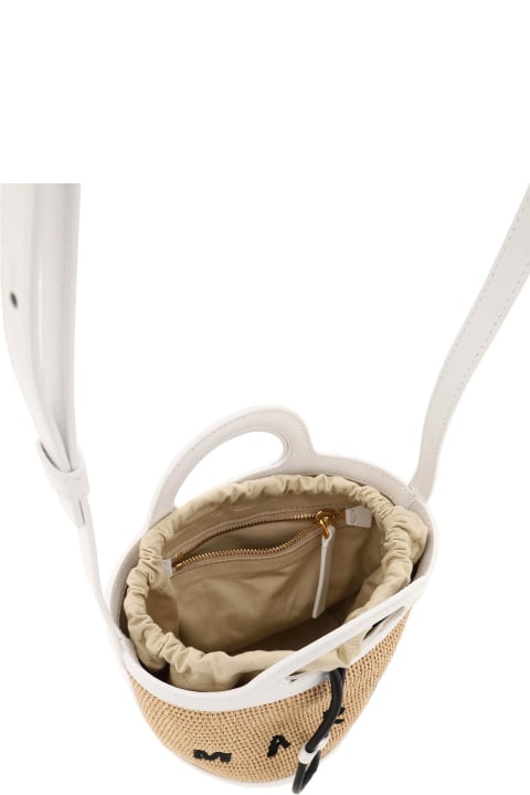 Marni Women Marni Tropicalia Mini Bag In White Leather And Natural Raffia