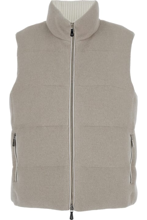 Eleventy Coats & Jackets for Women Eleventy Grey Padded Vest With Zip Closure In Wool Blend Woman