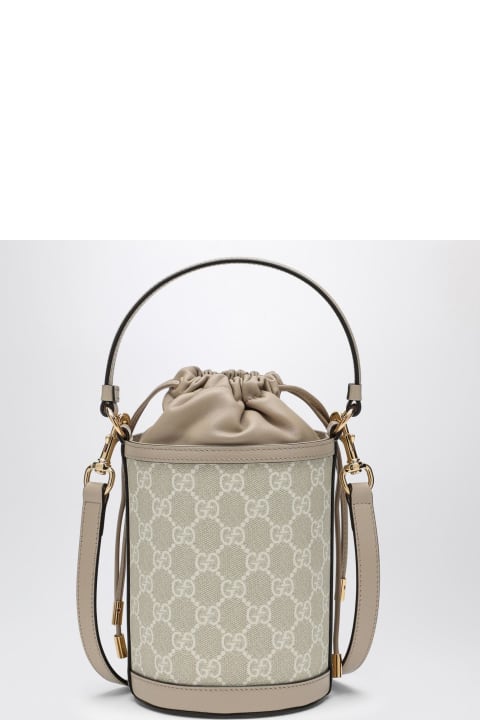 Gucci Ophidia Mini Bucket Bag In Beige And White Gg Supreme