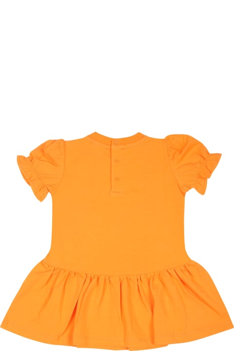 Sale for Baby Boys Moschino Orange Dress For Baby Girl With Teddy Bear And Hearts