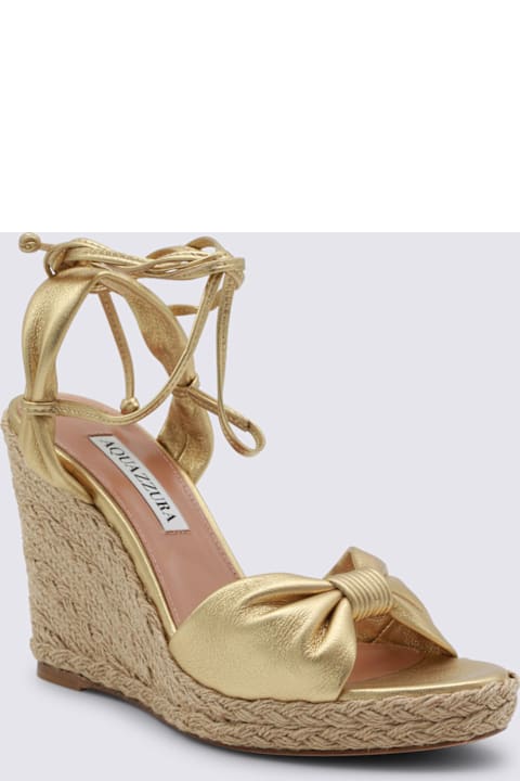 Aquazzura Soft Gold Leather Carina Wedge Espadrillas