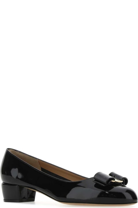 Ferragamo High-Heeled Shoes for Women Ferragamo Black Leather Vara Pumps