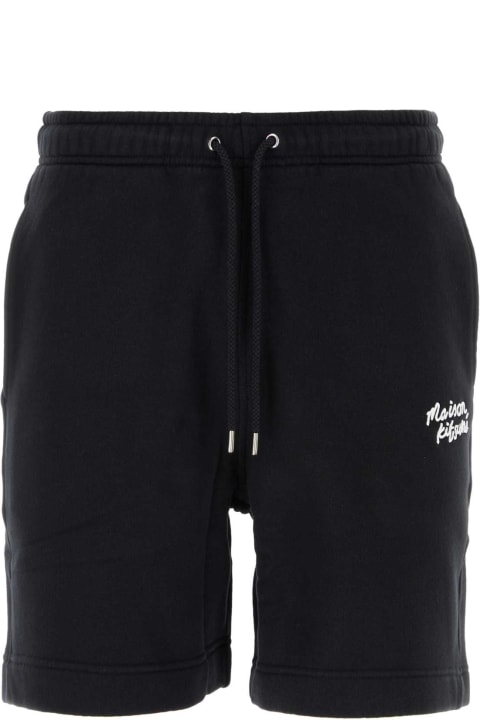 Maison Kitsuné Pants for Men Maison Kitsuné Black Cotton Bermuda Shorts