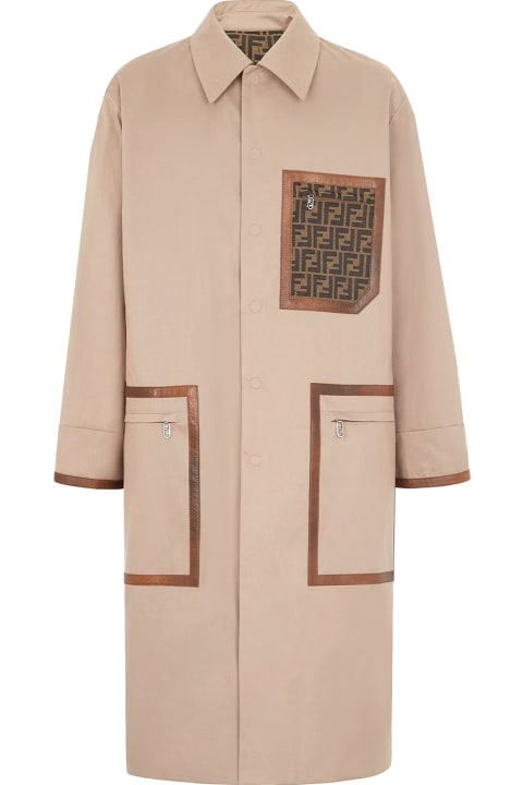 Fendi Coats & Jackets for Men Fendi Cotton Trench With Leather Profiles