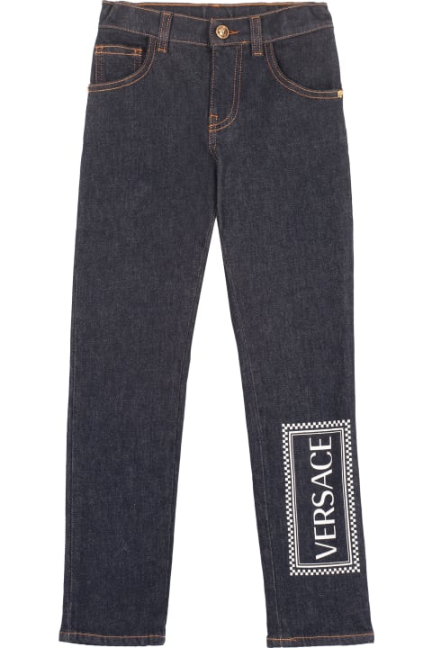 Sale for Kids Young Versace Logo Print 5-pocket Jeans