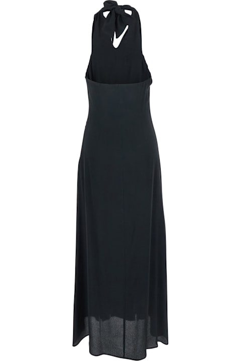 Federica Tosi for Women Federica Tosi Black Long Dress With V-neck And Knot Closure In Fabric Woman