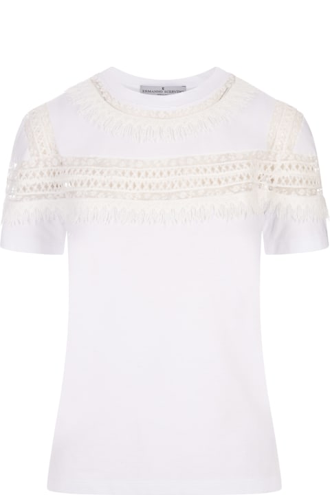 Ermanno Scervino Topwear for Women Ermanno Scervino White T-shirt With Macramé Lace