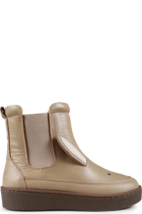 Donsje for Kids Donsje Beige Ankle Boots For Kids With Rabbit