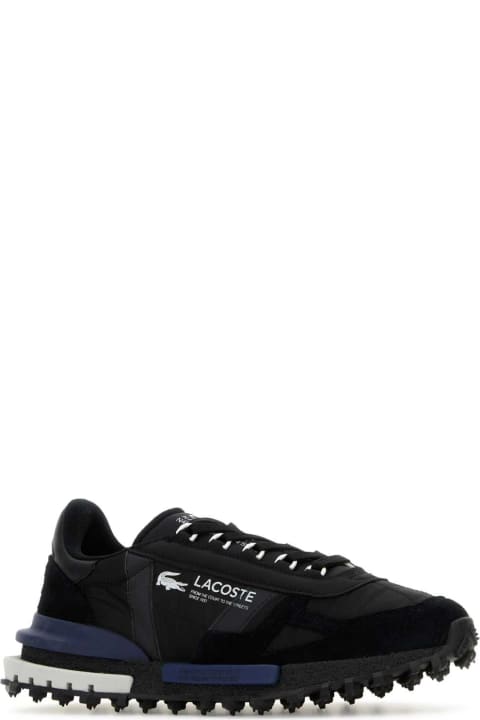 Lacoste أحذية لـ القسم الرجالي Lacoste Black Fabric And Suede Elite Active Sneakers