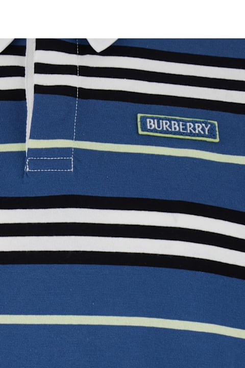 Burberry Clothing for Men Burberry Multicolor Polo Shirt With Logo Patch On The Front And All-over Striped Motif In Cotton Man