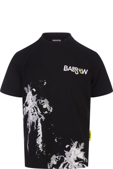 Barrow for Men Barrow Black T-shirt With 3d Palm Tree Print