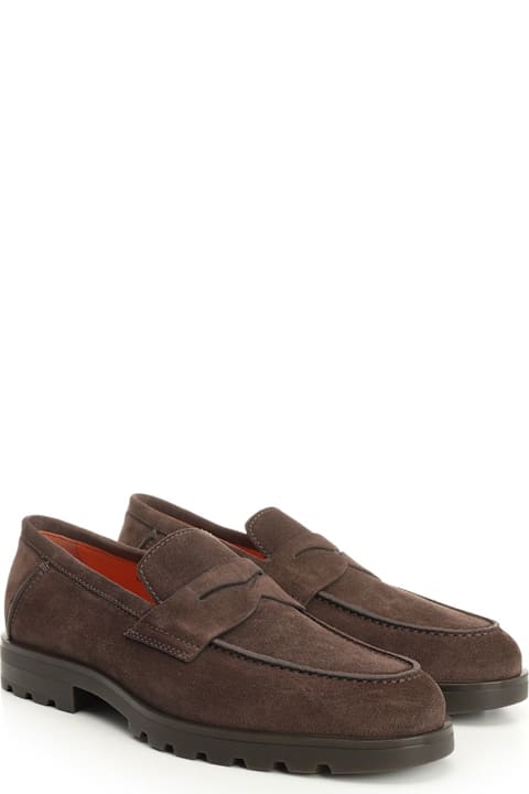 Santoni for Kids Santoni Suede Moccasin With Rubber Sole