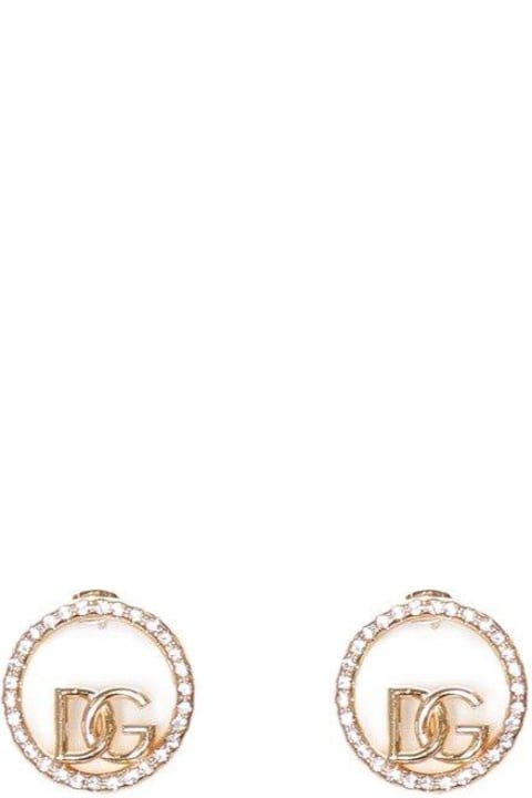 Jewelry Sale for Women Dolce & Gabbana Dg Logo Embellished Hoop Earrings