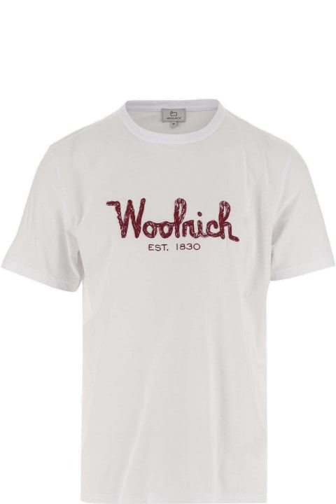 Woolrich Topwear for Men Woolrich Logo Embroidered Crewneck T-shirt