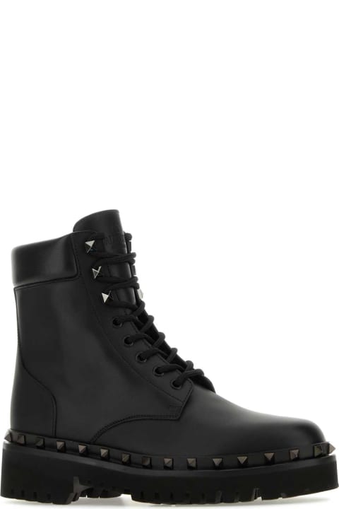 Fashion for Women Valentino Garavani Black Leather Rockstud Ankle Boots
