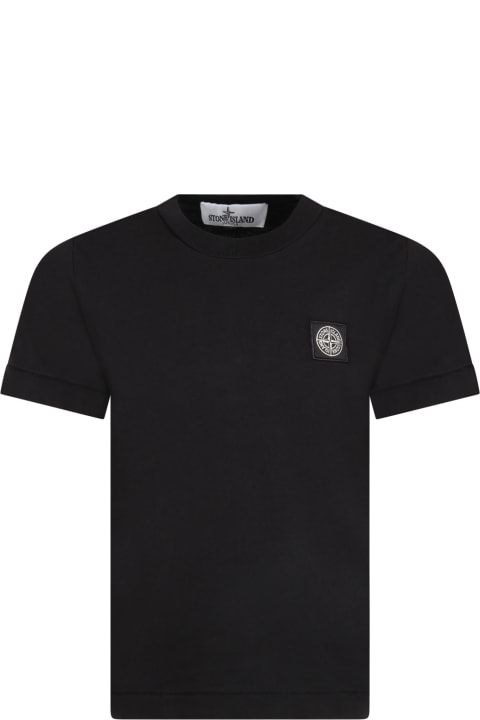 أدوات منزلية Stone Island Junior Black T-shirt Fo Boy With Iconic Compass