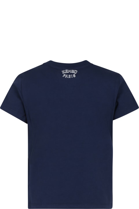 Kenzo Kids T-Shirts & Polo Shirts for Boys Kenzo Kids Blue T-shirt For Girl With Iconic Tiger And Logo