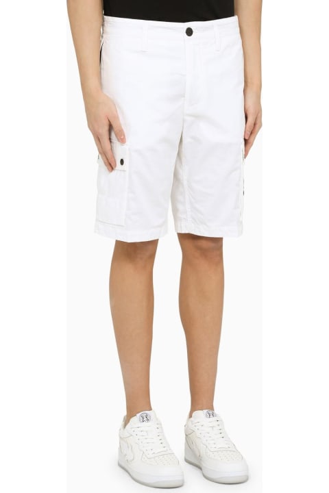 Homeware Stone Island White Bermuda Short With Logo Patch