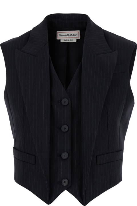 Alexander McQueen Coats & Jackets for Men Alexander McQueen Wool Pinstripe Waistcoat