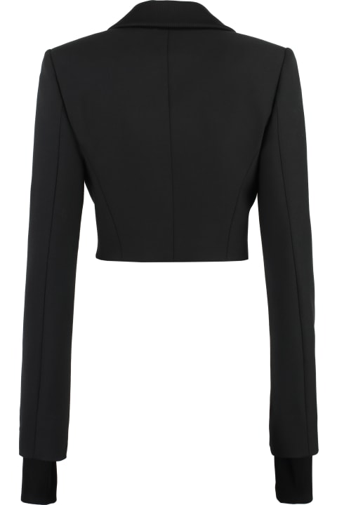Coats & Jackets for Women Off-White Black Asymmetric Crop Blazer