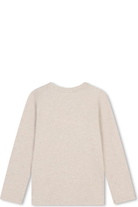 Chloé Topwear for Boys Chloé Beige Marl Long Sleeve T-shirt With Logo