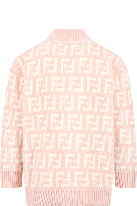 Pink Cardigan For Girl With White Ff