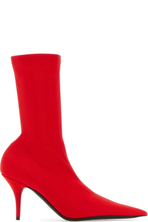 Boots for Women Balenciaga Red Fabric Knife Ankle Boots