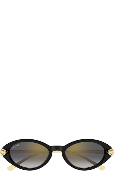 Cartier Eyewear for Kids Cartier Eyewear Cartier Ct0634s Panthère De Cartier 001 Black Gold Grey Sunglasses