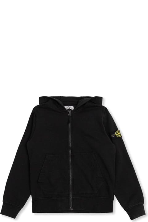 Coats & Jackets for Girls Stone Island Junior Compass-patch Zip-up Hooded Jacket