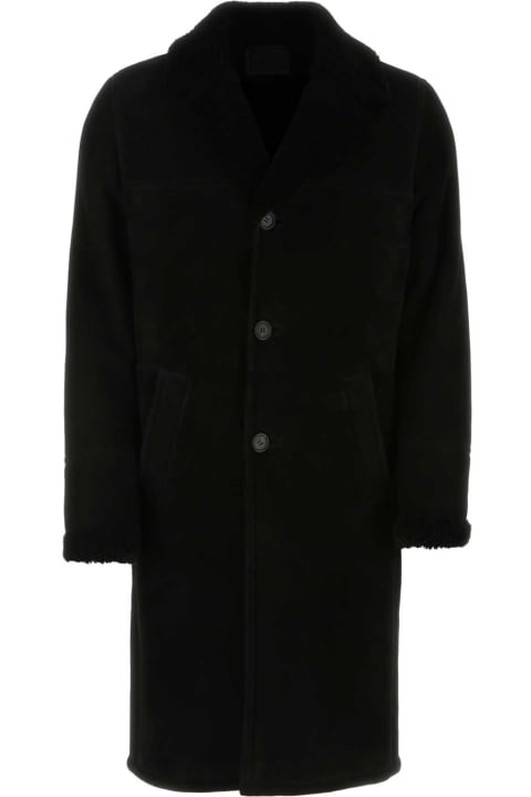 Clothing for Men Prada Black Shearling Coat