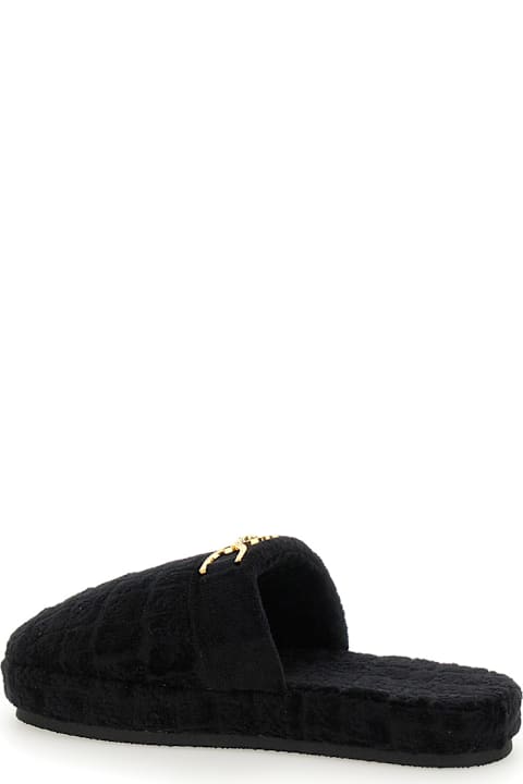 Sale for Women Versace Black Slippers With Logo Plaque In Fabric Man