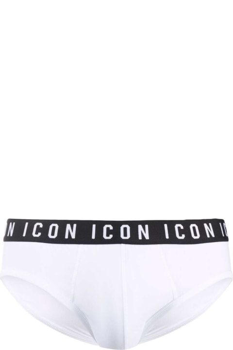 Underwear for Men Dsquared2 D-squared2 Man's White Cotton Briefs With Logo